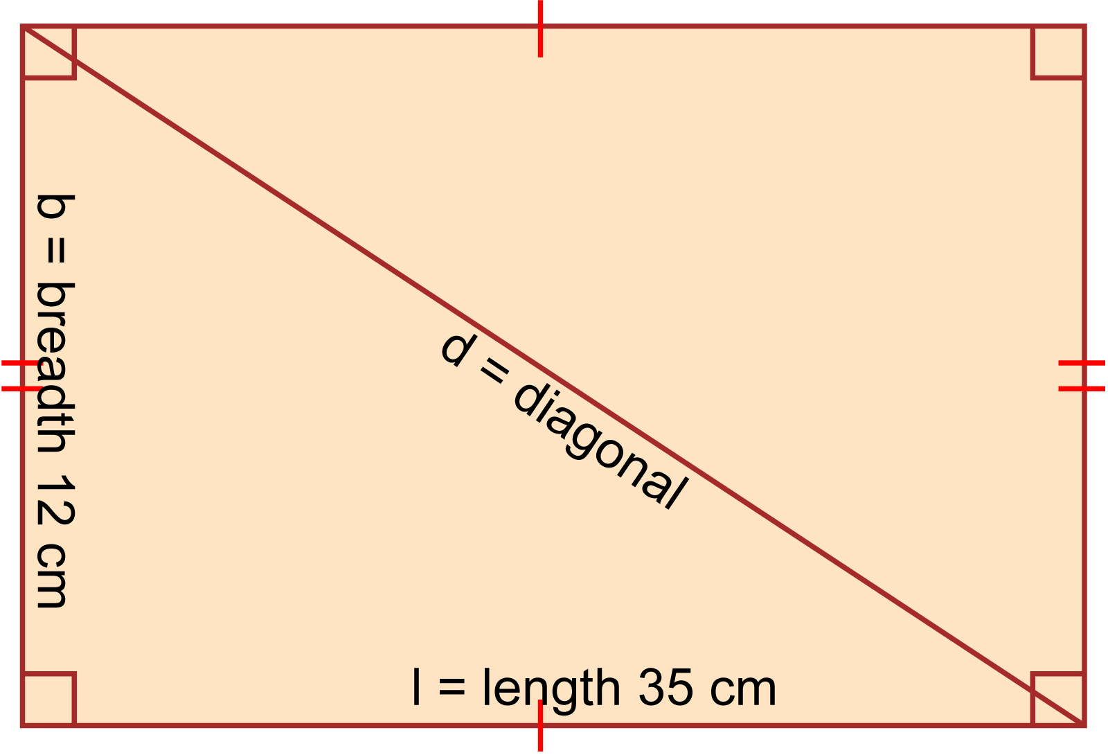 A rectangle with l=35 and b=12